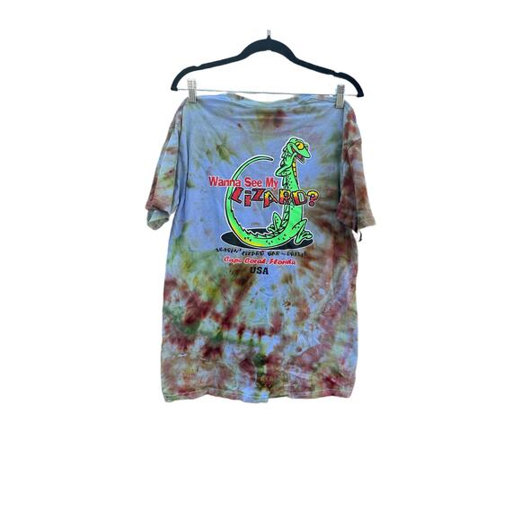 Tie Dye T-Shirt with Lizard Graphic| Men’s Shirt | Scrunch Tie - Ice Dye - Picture 2 of 2